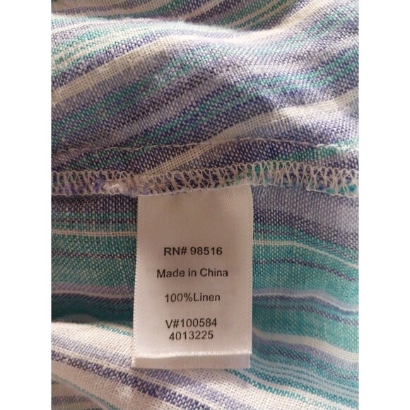 Coldwater Creek Shirt Womens 2X Linen Striped Button Up Tunic 3/4 Sleeve Top - Picture 6 of 7